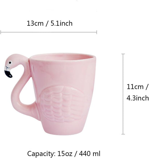 WUYIAZHI Set 15 34 (Set 3) JointVictory Flamingo Coffee Mugs and Teapot Ounce Ceramic Flamingo Cups Ounce Porcelain