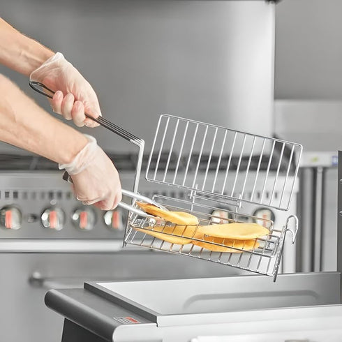 OCS Parts Pro Chef Series 2 Level Fryer Basket, 12 1/2" x 6 5/8" Nickel-Plated Steel with Front and Left Hook