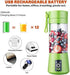 Portable Blender for Fruit Juice, 6 Blades Juicer Cup, USB Rechargeable, 380ML Personal Blender (Purple)