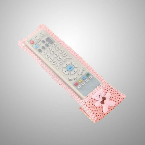 AKOAK 3 Pieces Air Conditioning Remote Control Protective Cover - Bear Lace Fabric Sheath for Home Appliances (S/M/L)