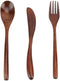 3Pcs Wooden Spoon Fork Knife Cutlery Set, Japanese Reusable Bamboo Cutlery Set