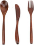 3Pcs Wooden Spoon Fork Knife Cutlery Set, Japanese Reusable Bamboo Cutlery Set