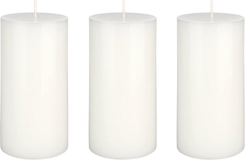 Mega Candles 3 pcs Unscented Solid White Pillar Candles – Hand Poured Premium Wax, 3 Inch x 6 Inch, Home Décor
