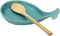 Ceramic Spoon Rest for Kitchen, Whale Shape, 4.8W x 7.8L with Wooden Spoon