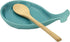 Ceramic Spoon Rest for Kitchen, Whale Shape, 4.8W x 7.8L with Wooden Spoon