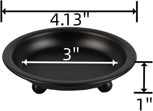 2 Pcs Candle Plate Iron Candle Holder for Pillar Candles, Black Metal Stand for Dining Table Decor