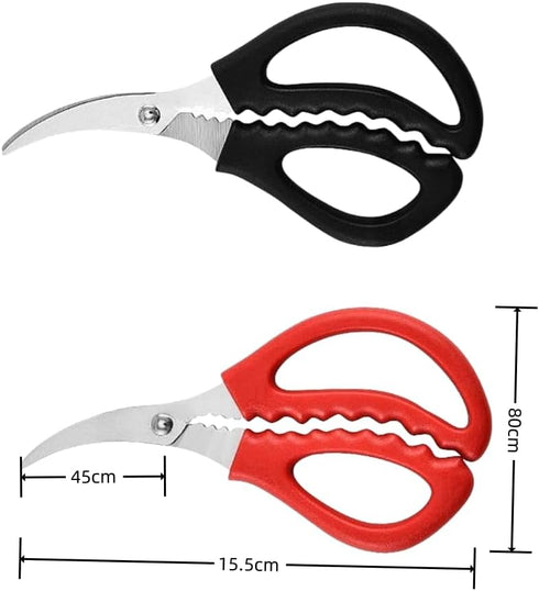 4 Pcs Multifunctional Seafood Scissors, Stainless Steel Shears for Kitchen, Red and Black