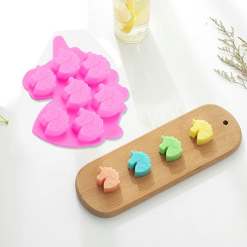 3 Pack Medium Size Unicorn Silicone Chocolate Mold with 7 Cavities for Making Gummy, Candy, Chocolate, Ice Cube, Jelly,
