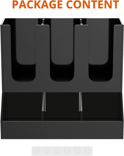 Richboom Cup and Lid Organizer, 6 Compartments with 2 Removable Dividers for Coffee Station - Black Countertop Caddy