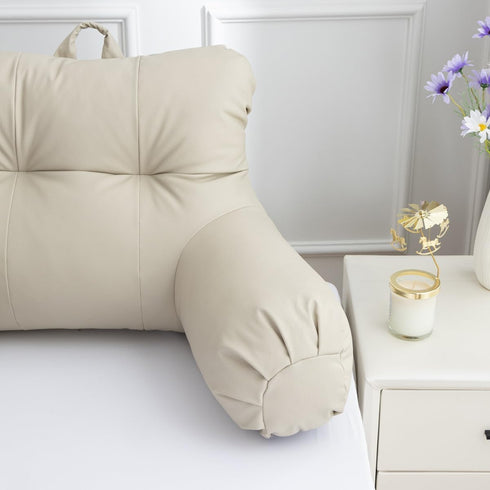 A Nice Night Faux Leather Reading Pillow for All Season,Wedge Bedrest Pillow Backrest with Arms Back Support