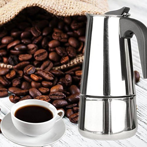 2 Cup/100ml Stainless Steel Moka Espresso Latte Pot, Stove Top Coffee Maker