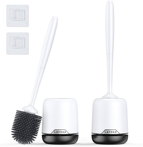Lefree 2 Pack Silicone Toilet Bowl Brush and Holder Set with Ventilated