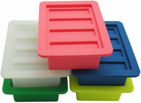 Butter Molds Large 4 Cavities Silicone Butter Mold - Pudding & Jello Shot Mold with Lid (Yellow)
