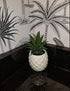 White Porcelain Pineapple Faux Plant, 7.8" Artificial Succulent Potted Decoration for Home Office Bathroom