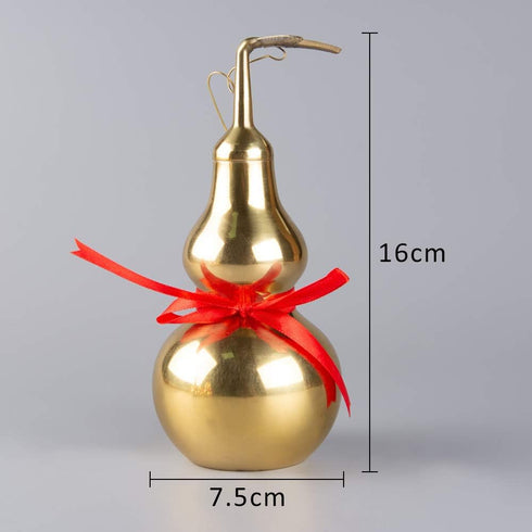 BRABUD Chinese Feng Shui Alloy Gourd Statue, Gold Wu Lou Figurine for Good Luck Wealth Home Decoration (6.3'') ZD081