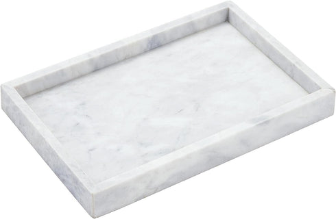 Natural Marble Tray for Desktop/Kitchen/Vanity/Bathroom, Stone Organizer Tray for Coffee Table, Plate Holder for