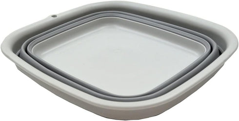 SAMMART 7.7L (2 Gallon) Collapsible Tub - Foldable Dish Tub, Portable Washing Basin (Grey, S)