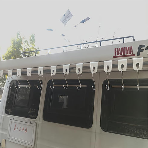5 Pcs White Awning Clothes Hook for RV Caravan Camper, Organizer Rack Hanger for Outdoor Car Tools