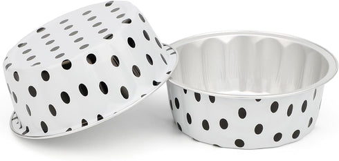 Beasea Disposable Ramekins with Lids, 50 Pack Black Dot in White Aluminum Foil Cups for Party, Wedding, Birthday
