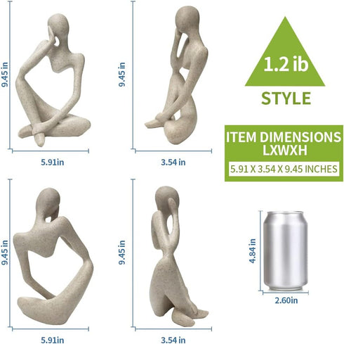 prosfalt Sandstone Resin Thinker Style Abstract Sculpture Statue Collectible Figurines Home Office Bookshelf Desktop