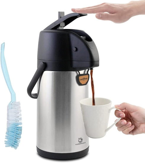 3L/102 Oz Thermal Airpot Coffee Dispenser with Pump, Insulated Stainless Steel Carafe for Hot/Cold Water and Coffee