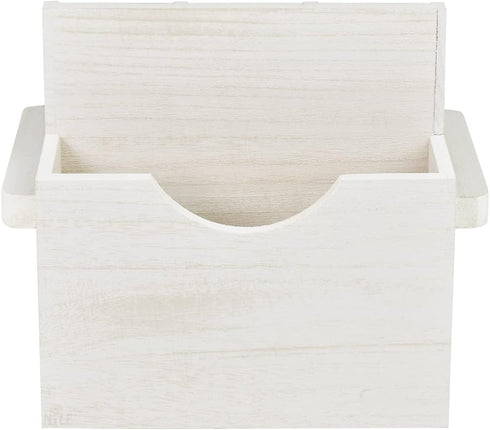 Ikee Design Wooden Utensil Caddy with Handles, Silverware Holder for Countertop, Party, Camping, White