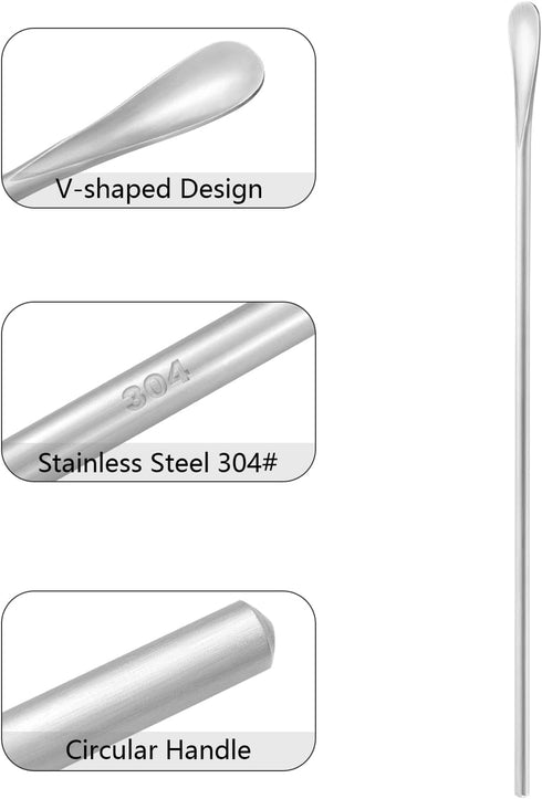10 Inch Coffee Stirrers Spoon, Silver Stainless Steel 304# Cocktail Beverage Stirring Stick, Set of 4