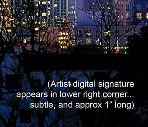 PHOTOSBYJON Houston Skyline Photo Print UNFRAMED - Night Color City Downtown 11.75 x 36 inches Texas Panorama