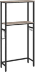 HOOBRO 2-Tier Over The Toilet Storage Organizer Shelf, Bathroom with Toilet Paper Holder and Hooks, Greige and Black