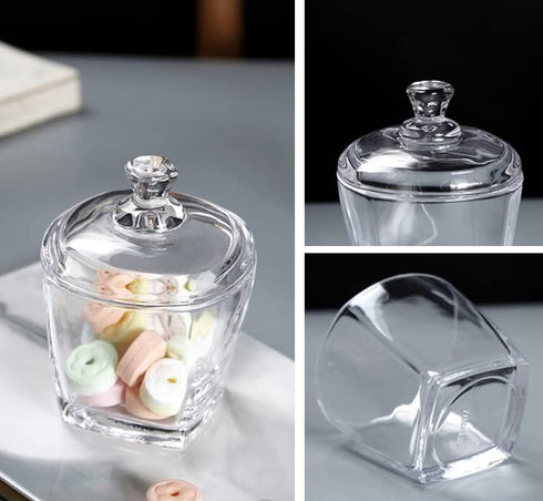 123Arts Glass Sugar Bowl, Candy Jar Storage Jar with Lid for Kitchen Counter