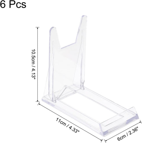 uxcell 4" Plastic Plate Stands for Display Easels Stand Display Stand Plastic Plate Holder for Card Easel Photo Frame Desktop Black 6Pcs