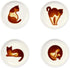 4pcs Ceramics Cat Relief Seasoning Dishes, Sushi Dipping Bowl, Appetizer Dessert Plate Set
