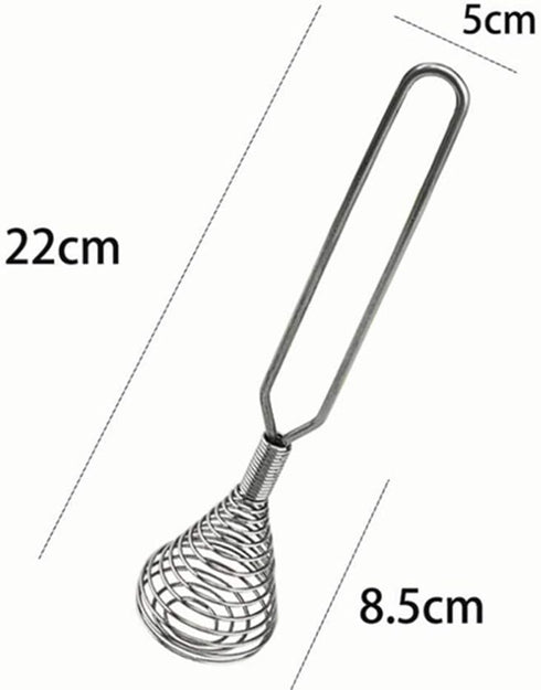 Mini French Spring Whisk, 8.67 Inch Silver Stainless Steel Hand Eggbeater Mixer Blender Stirring Beater Coil Whisk