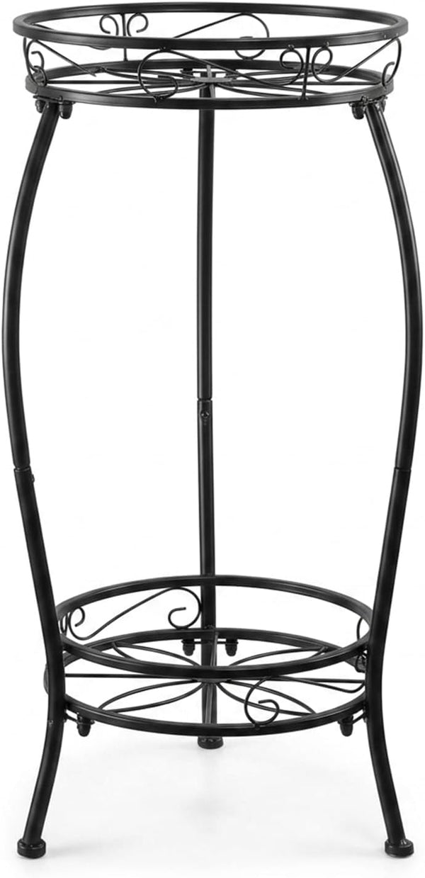 YHIJURS Plant Stand Indoor Outdoor 27.1'', 2 Tier Tall Metal Plant Stands, Heavy