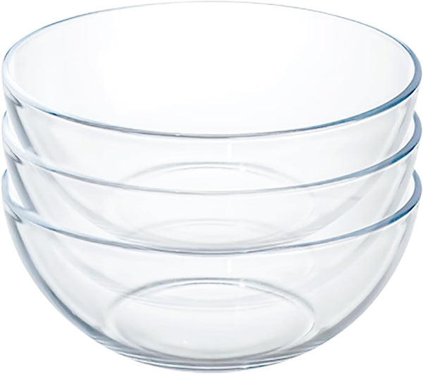 5 Inch Glass Mixing Bowls Set, Round Salad Bowls, Small Kitchen Bowls, Set of 3