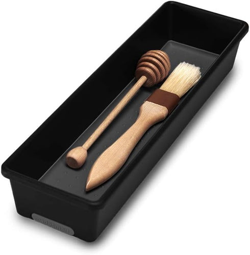 madesmart 12x3 Bin Multi-Purpose, Soft-Grip Handles, Non-Slip Feet & BPA-Free, Small, Carbon