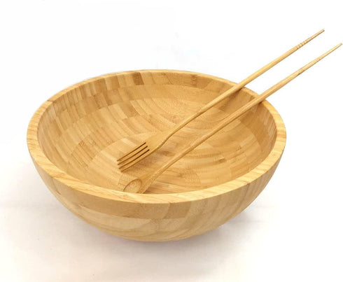 JapanBargain 3789 Bamboo Cooking Chopsticks with Spoon and Fork, 3-in-1 Cooking Utensil for Deep Frying