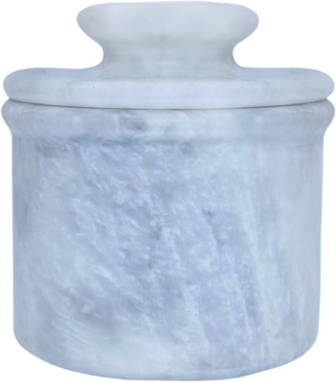 White Marble Butter Keeper with Lid | Soft Spreadable French Butter Crock