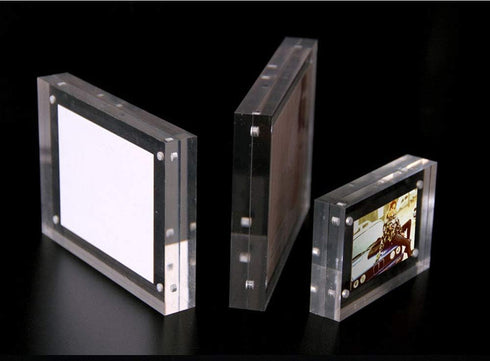 Clear Acrylic Photo Frame, Magnetic Perspex Picture Holders - Table Standing Double Side Displays (2.5x3.5)
