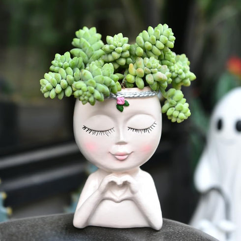 Yoohspoe GAFBV Face Planter, Cute Resin Cactus Face Vase for Indoor Outdoor Plants Home Decor