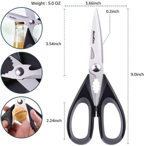 Kitchen Shears & Cooking Scissors, Professional Stainless Steel Sharp Blades for Food, Meat, Poultry