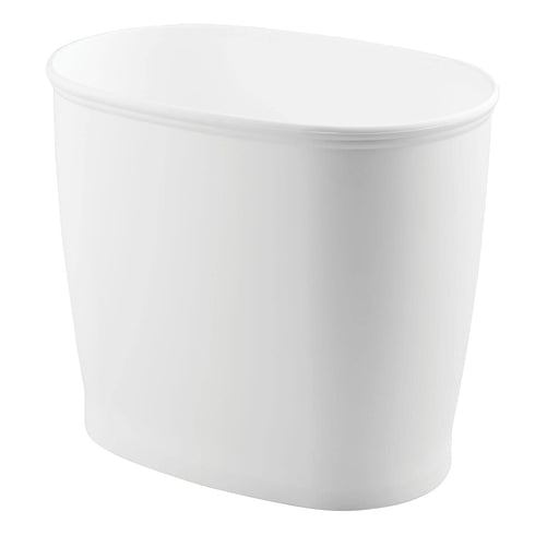 iDesign Kent BPA-Free Plastic Oval Waste Basket, 12" x 8" x 10", White