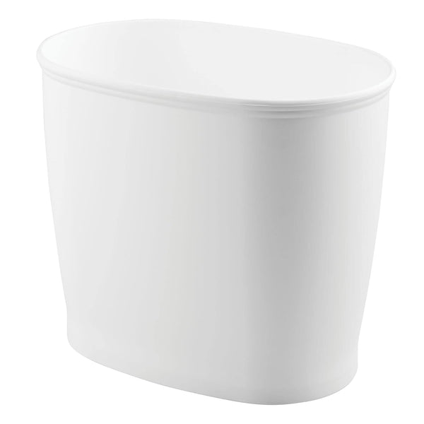 iDesign Kent BPA-Free Plastic Oval Waste Basket, 12" x 8" x 10", White