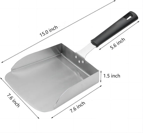 Large Griddle Scoop (2pcs) for Hibachi Cooking, Stainless Steel Food Shovel for Grilling Accessories