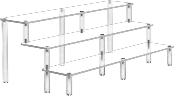 AZEAM 15 3/4 Inch Acrylic Riser Display Shelf - 3 Tier Display Riser for Figures, Cupcake, Perfume, Makeup Collection
