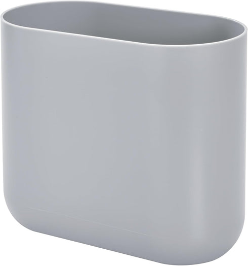 iDesign Cade Oval Slim Trash Can, Compact Waste Basket for Bathroom, Bedroom, Home Office, Dorm, College, Matte Gray