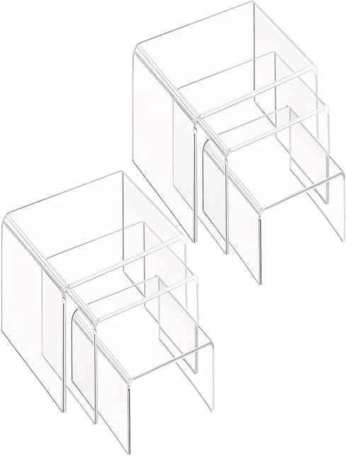 6-Pack Clear Acrylic Display Risers, Showcase Shelf for Figures, Cupcakes, Jewelry Display Stands - 3 Large Size