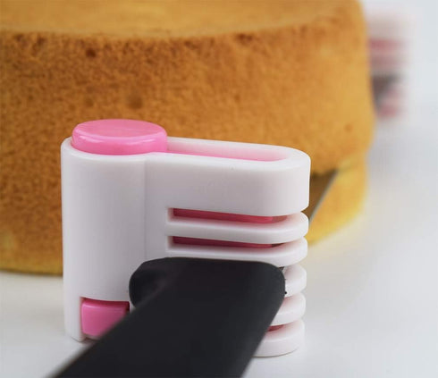 2PCS DIY Cake Slicer, 5 Layers Leveler Slicer, Pink Stratification Auxiliary Tool for Bread Toast Cut