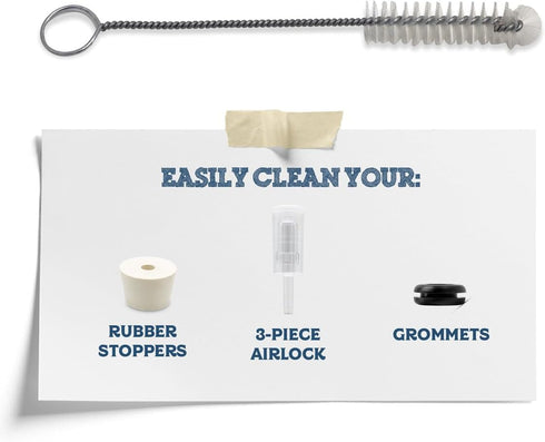 Clean Your 3 Piece Airlock and Bungs: Airlock Brush for Beer, Wine, Mead, Cider, and More