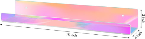 4 Pack 15" Dezzer Acrylic Shelves for Wall, Acrylic Floating Shelves for Bathroom Bedroom, Invisible Bookshelf Wall